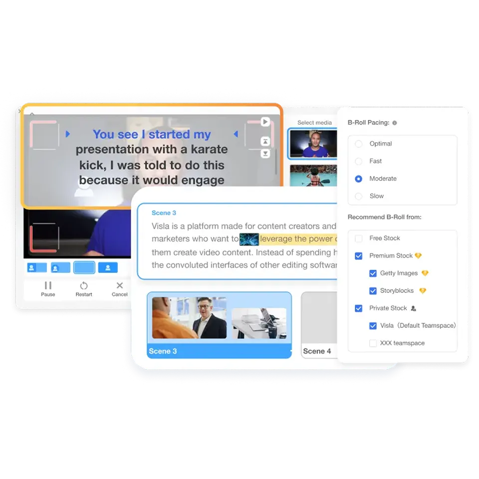 Education Video Creator with scene-based editor for adjusting and polishing course videos.